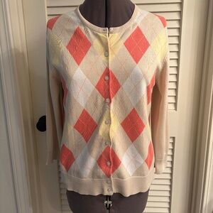 Cherokee Buttoned Down Argyle Sweater Size M